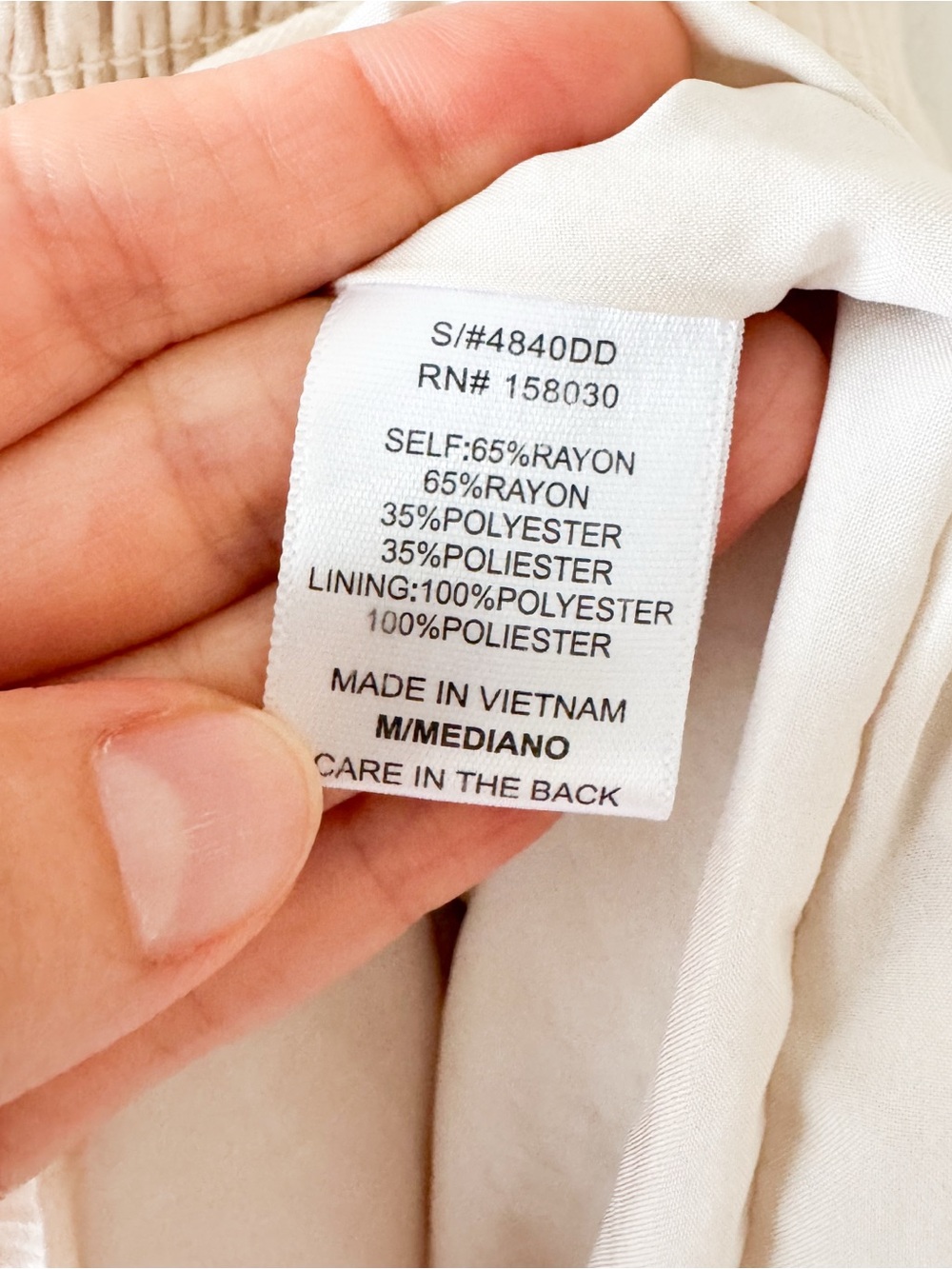 Love Tree Smocked Tiered Beige Midi Dress Size M - Picture 7 of 8